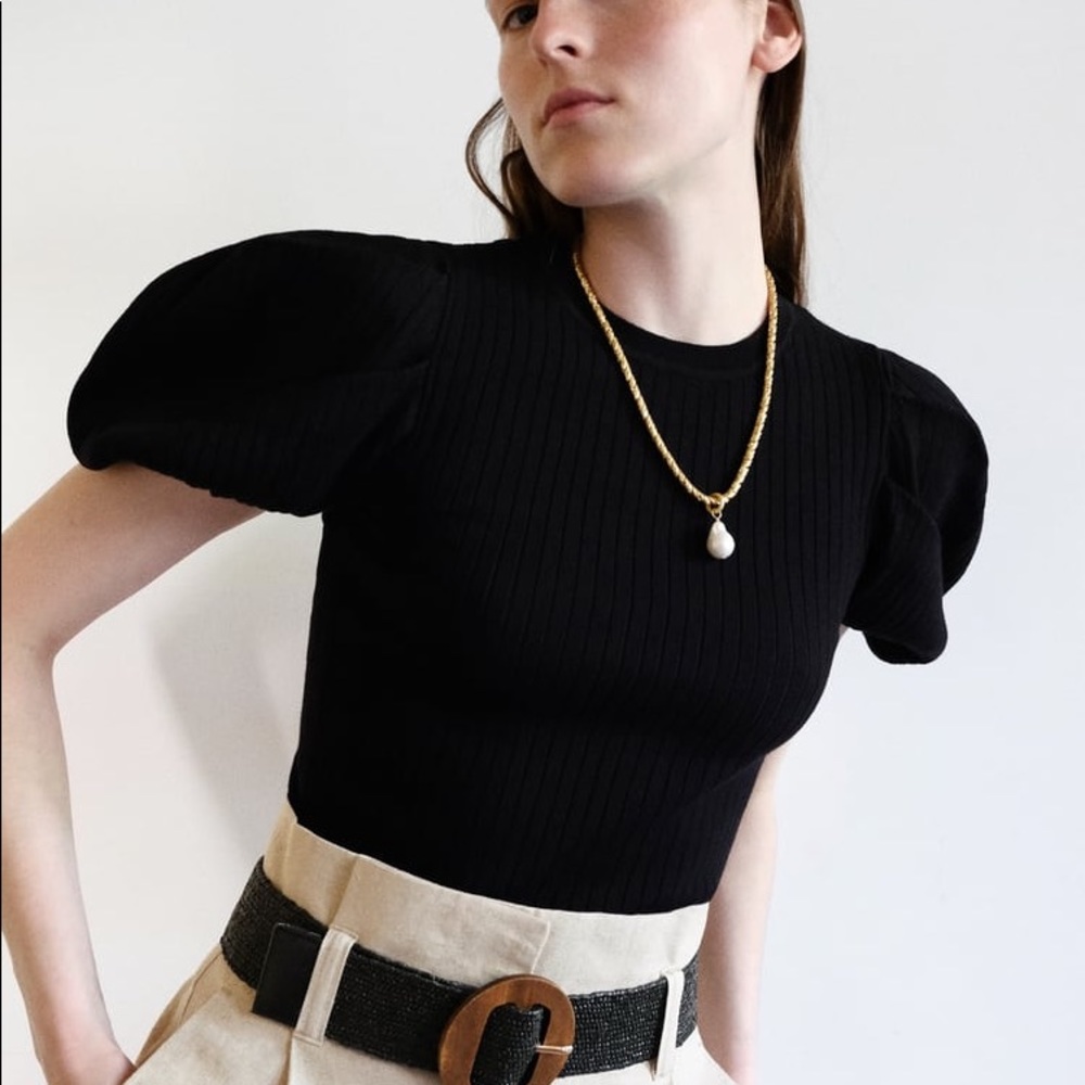 Zara puff sleeve knit top BNWT